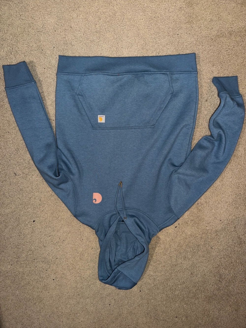 Carhartt Light Blue Hooded Sweatshirt with Black Trim